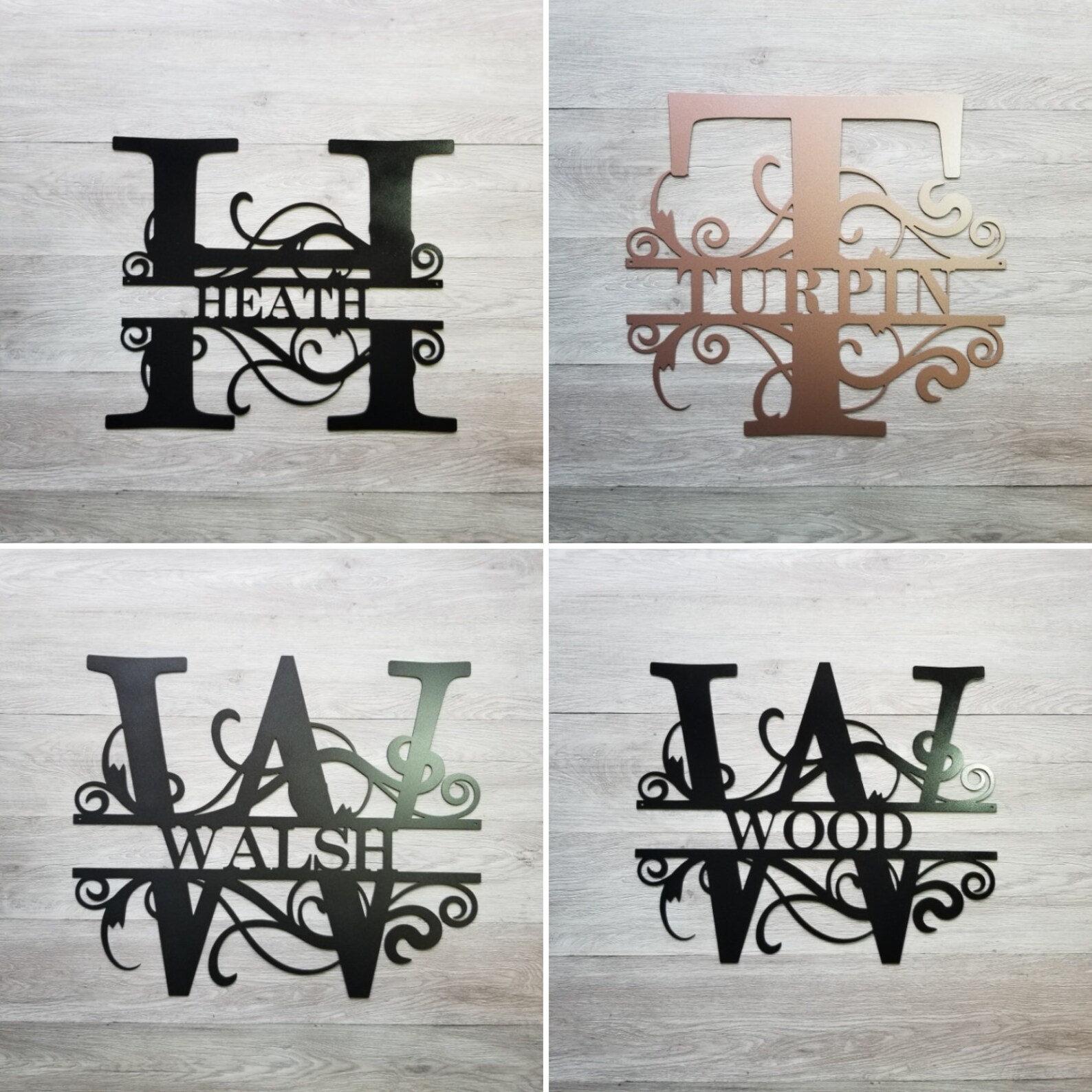 Last Name Metal Sign Personalized Home Decor Split Fancy | Etsy