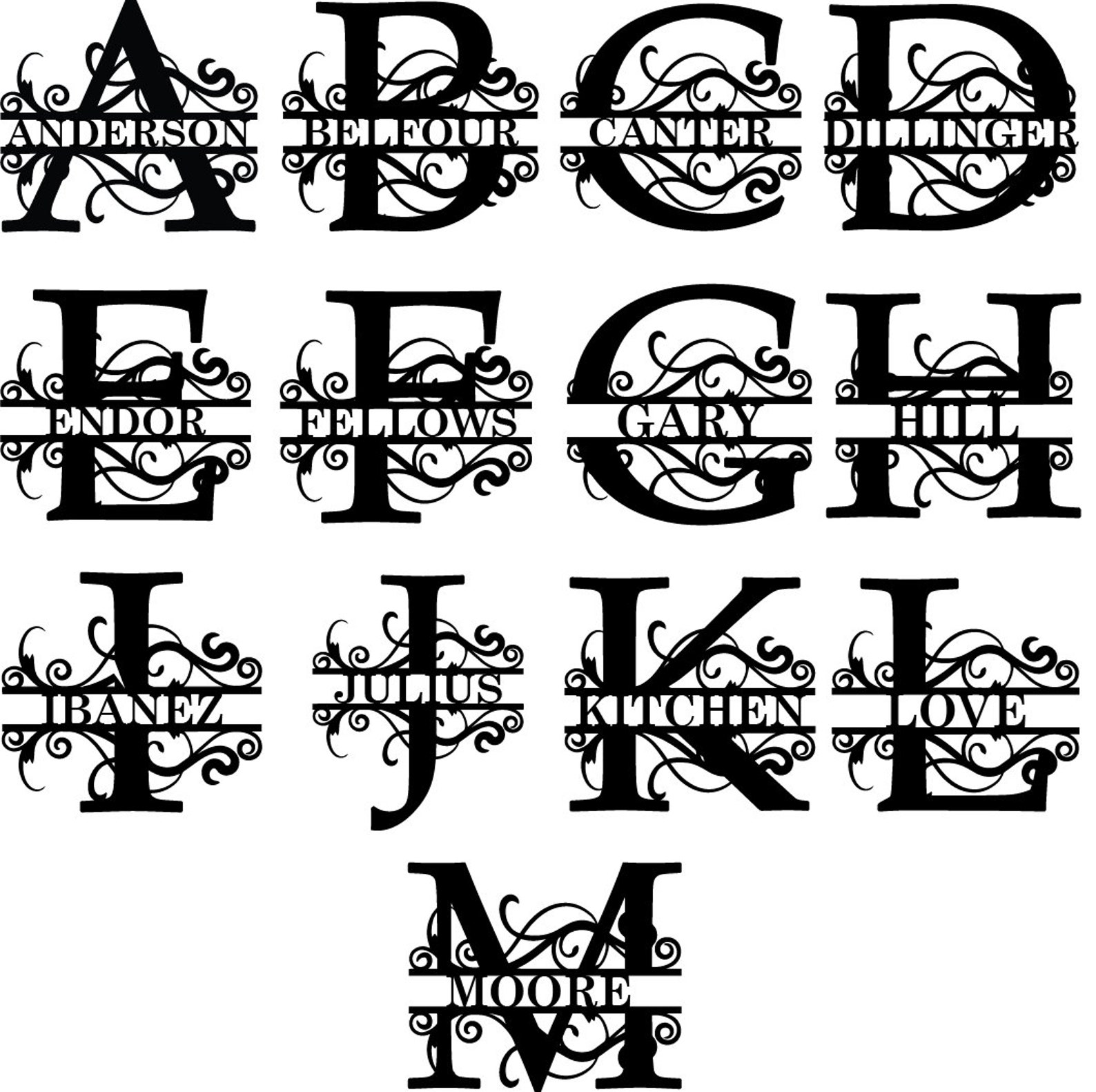 Last Name Metal Sign Personalized Home Decor Split Fancy Etsy