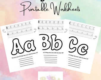 PRINTABLE PDF File Learning Our Letters for Children Kids Coloring Writing ABC's Alphabet School