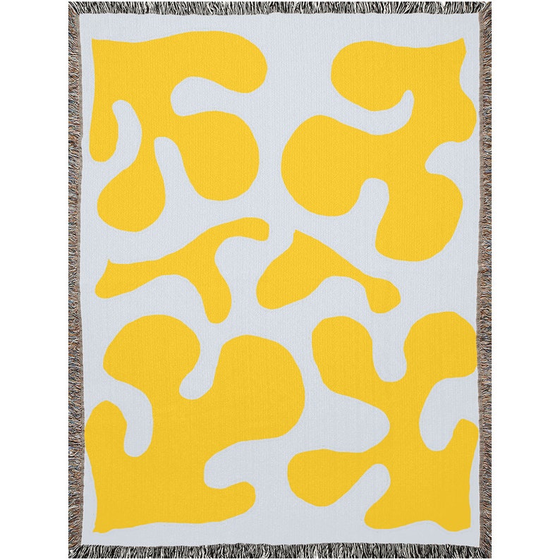 Woven Cotton Blanket / Tapestry Amorphous Matisse In Yellow Etsy