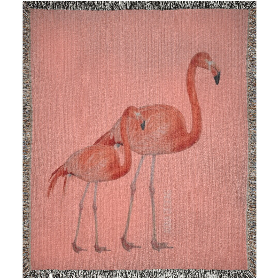 Woven Cotton Blanket Pink Flamingos Retro Picnic Blanket Etsy