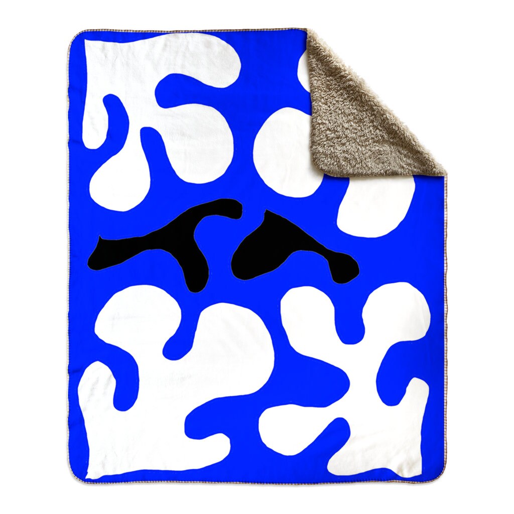 Fleece Sherpa Blanket Blue Matisse in Sherpa Throw Etsy Canada