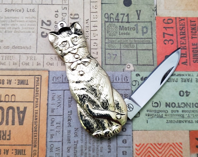 Cat Pocket Knife Folding Knife Pendant/keychain Novelty Knife Etsy