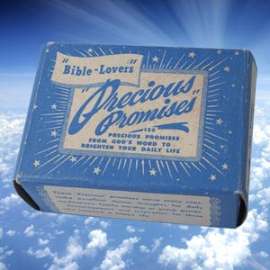 Vintage Precious Promises Bible Verses in Hinged Plastic Box Case Of Daily Inspiration Scripture Meditation Bible Cards