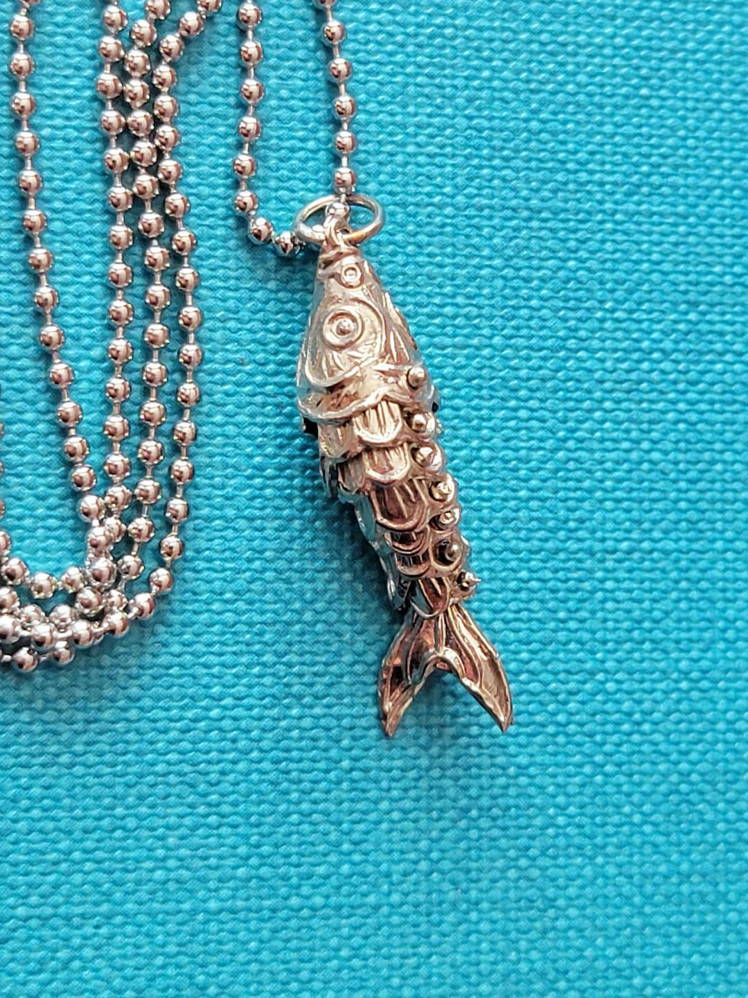 Vintage Articulated Fish Charm Necklace Silvertone - Etsy