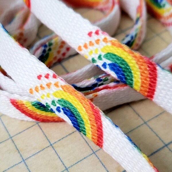 Vintage Rainbow Shoelaces 80s Rainbow Hearts 30" Shoelaces