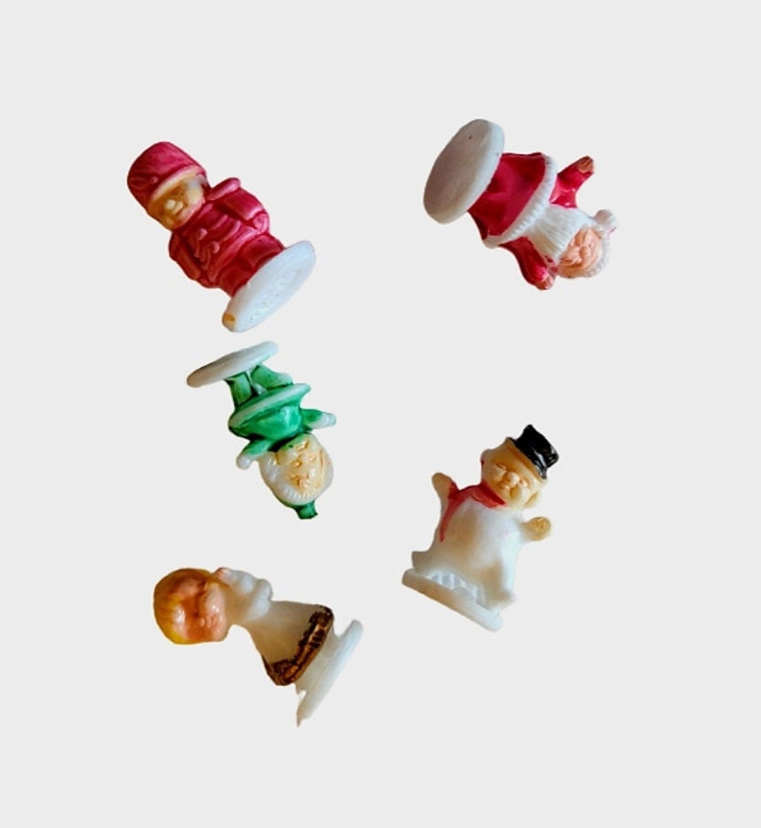 5 Tiny Plastic Christmas Figures Teeny Tiny Miniature Holiday Cuties