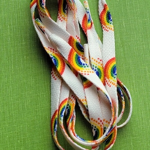 Vintage Rainbow Shoelaces 80s Rainbows Hearts 30&quot; Shoelaces Kidcore