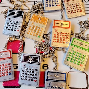 2 Vintage Calculator Necklaces (2pcs) Dimestore Metal Calculator Charm Necklaces