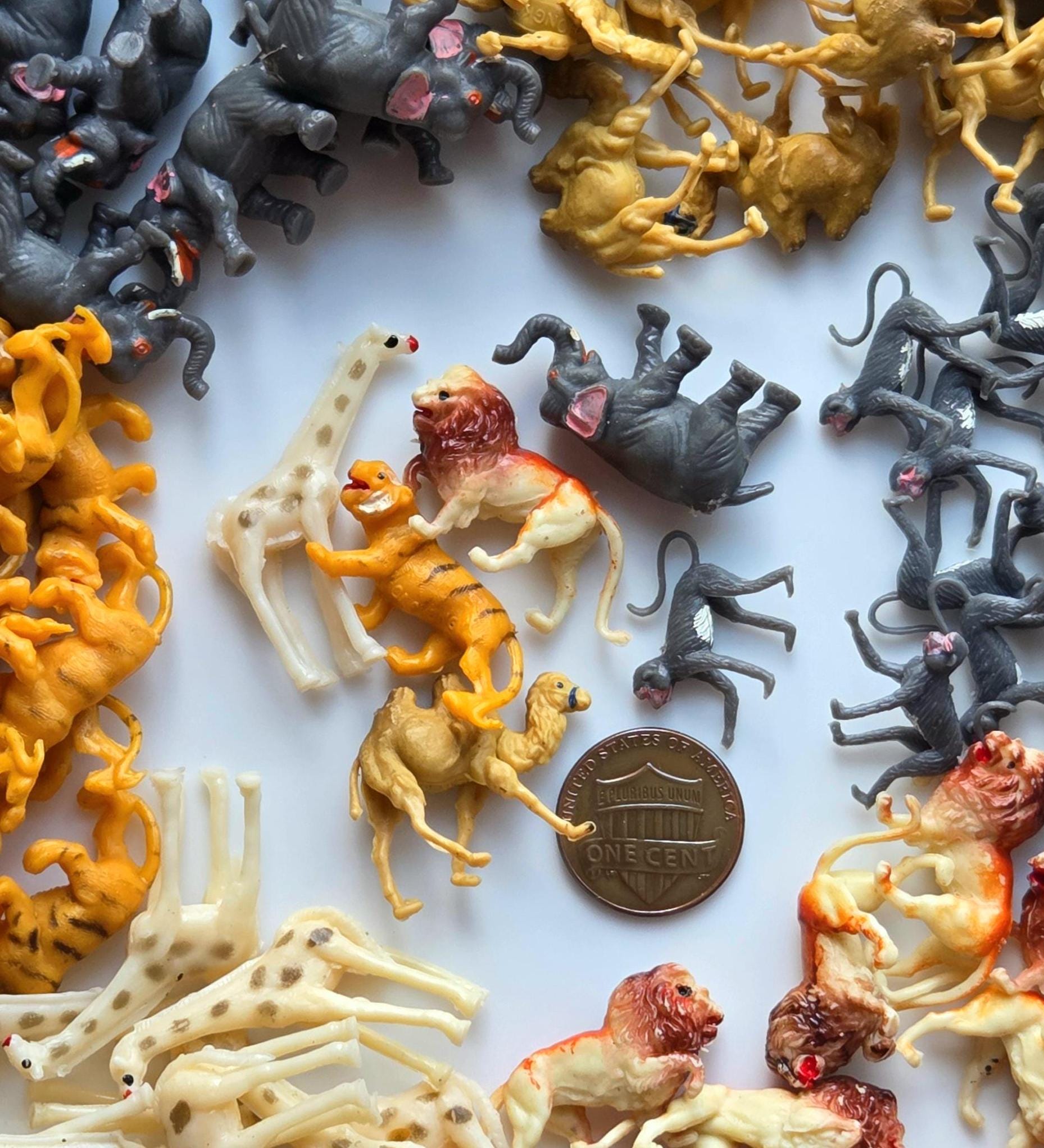 12 Miniature Plastic Wild Animals (12pcs) Tiny Safari Jungle