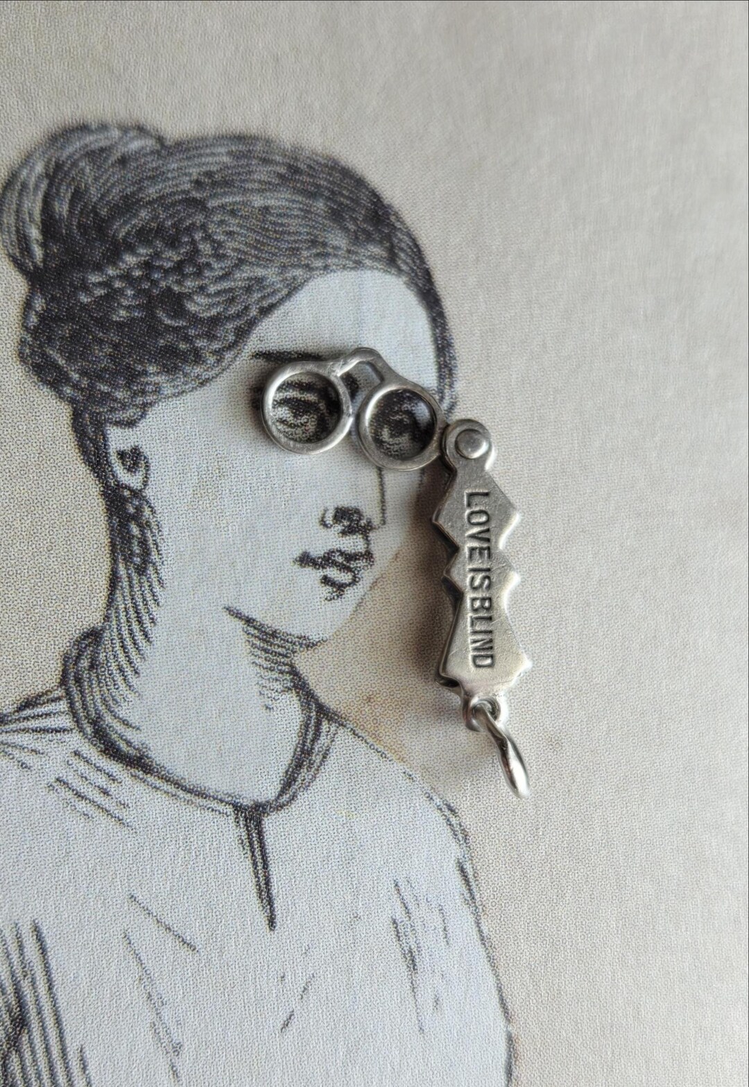 Moveable Spectacles Vintage Sterling Silver Love is Blind Tiny Charm Folding Eyeglasses ...