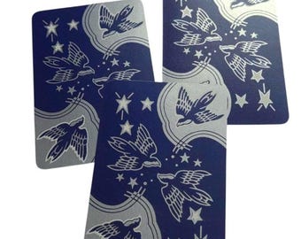 3 Vintage Swap Cards (3pcs) Swallows and Stars De La Rue Unused Playing Cards Ephemera Paper Art Scrapbooking Journaling Crafting