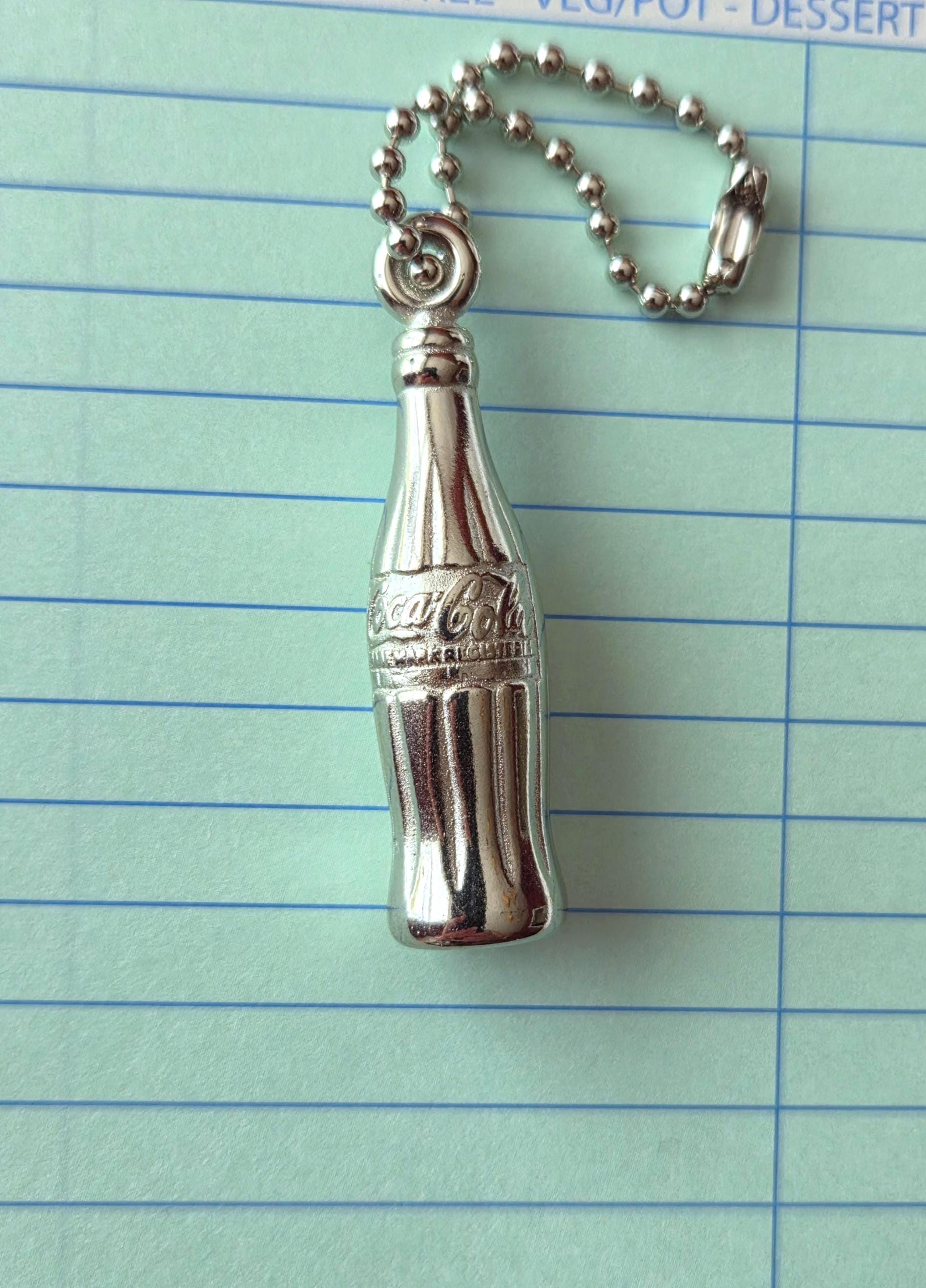Vintage Coca-cola Bottle Keychain Silver Metal Plated Coke Charm ...
