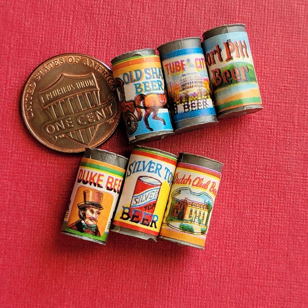 Vintage Miniature Beer Cans Shackman 6 Old Fashioned Tiny Beer Variety