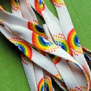 Vintage Rainbow Shoelaces 80s Rainbows Hearts 30" Shoelaces Kidcore