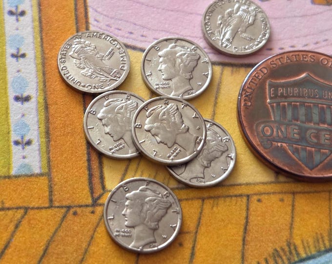 7 Vintage Miniature Coins Tiny Mercury Dimes 10mm - Etsy