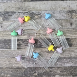 12 Miniature Plastic Baby Bottles Tiny Bottle Doll Accessories Cake Toppers Baby Shower Crafts Mini Embellishments