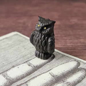 Vintage Miniature Plastic Black Owl Tiny Halloween Figure