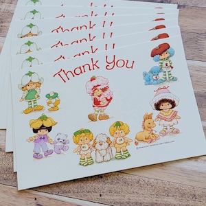 6 Vintage Strawberry Shortcake Postcards American Greeting Thank You Cards 1983 Strawberry Shortcake and Friends