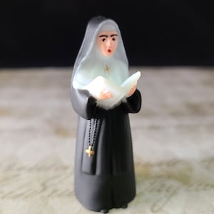 Vintage Miniature Nun Mini Plastic Sister Religious Figure Shrine Offering Ofrenda