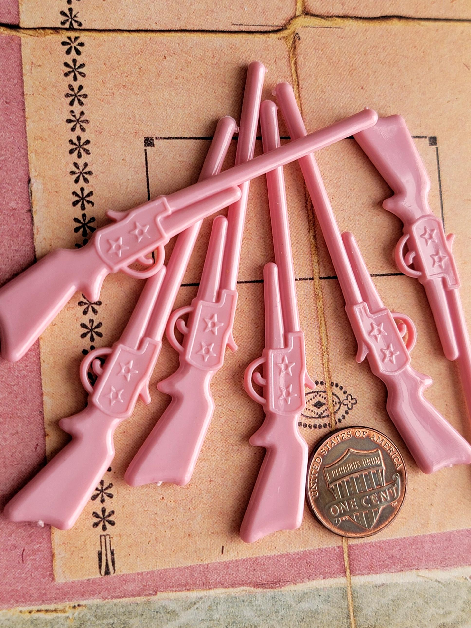 6 Vintage Miniature PINK RIFLES Mini Plastic Cowboy Guns Craft ...