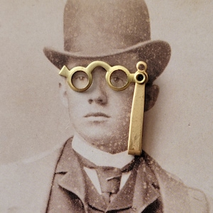 Vintage Tiny Brass Folding Glasses Charm Movable Lorgnette Opera Glass Foldable Spectacles Eyeglasses Articulated Charm