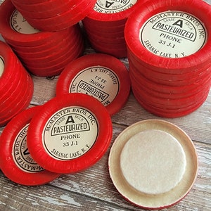 40 Vintage Milk Caps Large Red Milk Jug Bottle Tops