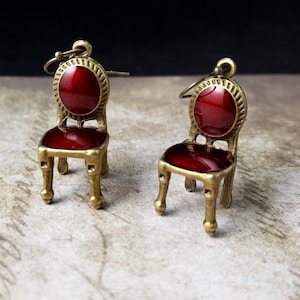 Chair Earrings Enamel French Chair Charm Earrings