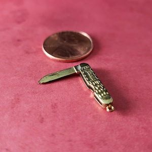Vintage Miniature Pocket Knife Tiny Metal Folding Knife Charm