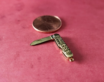Vintage Miniature Pocket Knife Tiny Metal Folding Knife Charm