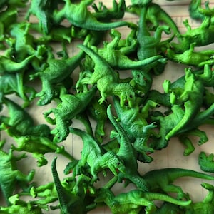 10 Miniature T-Rex Soft Flexible Figures Tiny Green Trex Dinosaurs Diorama Dollhouse Classroom Terrarium Fairy Garden Cake Toppers (10pcs)
