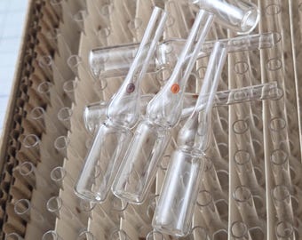 6 Wheaton Glass Ampoules (6pcs) Empty Clear Ampules Vials Vintage Mini Bottles Mid-Century