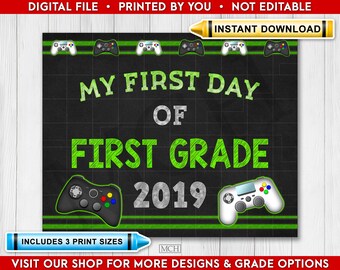 Gamer First Day Of School Sign 2nd Grade Video Game Second Etsy