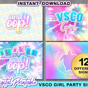 VSCO Girl Party Signs, VscoGirl Birthday Vsco Party Table Signs, Vsco Girl Decorations Props Decor Digital Printable, Instant Download DIY