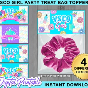 VSCO Girl Party Treat Bag Topper, VscoGirl Birthday Vsco Party Favor Treats Wrapper Labels, Digital Printable Instant Download DIY sksksk