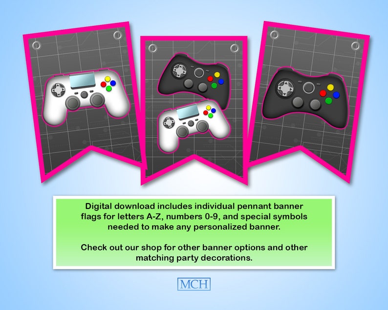 Gamer Party Banner Video Game Truck Party Backdrop Birthday Party Decoration Instant Download DIY PINK Digital Printable Decorations