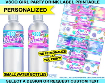 VSCO Girl Party Water Bottle Wrapper Labels Personalized Custom VscoGirl Birthday Vsco Party Soda Drink Small Digital Printable Download DIY