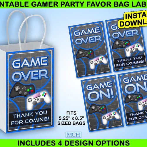 Gamer Party Favor Gift Bag Label Wrap Video Game Party Gaming Etsy