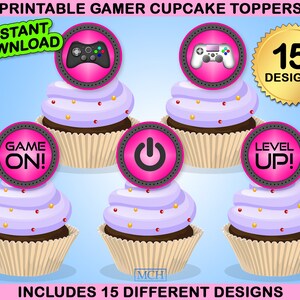 Gamer Party Cupcake Toppers, Video Game Party Gaming Treat Snacks ...