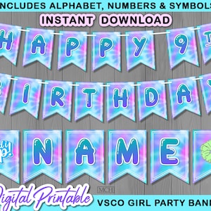 VSCO Girl Party Banner, VscoGirl Birthday Vsco Party Backdrop Decoration, Digital Printable Decorations, Instant Download DIY galaxy