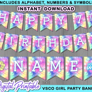 VSCO Girl Party Banner, VscoGirl Birthday Vsco Party Backdrop Decoration, Digital Printable Decorations, Instant Download DIY pastel