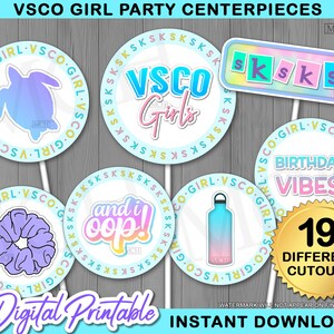 VSCO Girl Party Centerpieces, VscoGirl Birthday Vsco Party Cake Topper Photobooth Photo Props Decor Digital Printable, Instant Download DIY