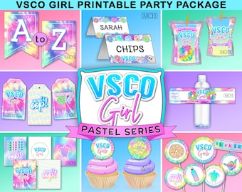 SALE! VSCO Girl Party Pack Bundle Pastel Series Decorations VscoGirl Birthday Vsco Package Set Decor Digital Printables Instant Download DIY