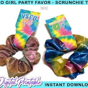 VSCO Girl Party Scrunchie Tags, VscoGirl Birthday Party, Vsco Party Favors Gift Tag Decor Digital Printable, Instant Download DIY pastel