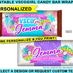 VSCO Girl Party Candy Bar Wrapper Labels Personalized Custom VscoGirl Birthday Vsco Party Favor Chocolate Treats, Digital Printable DIY