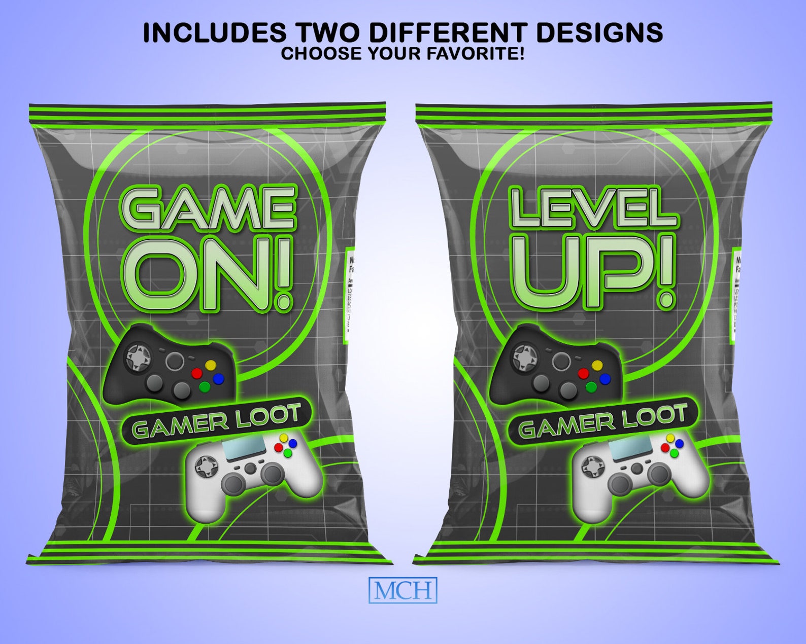 Gamer Party Chip Bag Wrapper Labels, Video Game Party Gaming Snack ...