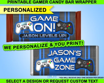 Gamer Party Candy Bar Wrapper Etiketten Personalisierte Benutzerdefinierte Videospiel Party Schokoladen-Leckereien, Geburtstagsgeschenk