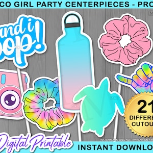 VSCO Girl Party Centerpieces, VscoGirl Birthday Vsco Party Cake Topper Photobooth Photo Props Decor Digital Printable, Instant Download DIY
