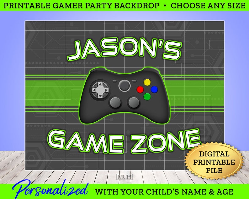 Gamer Party Backdrop Banner Personalized Video Game on Game Etsy