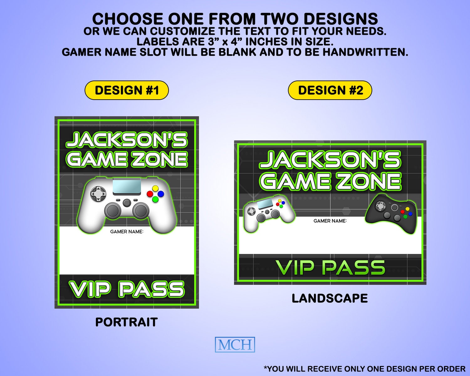 Gamer VIP Party Passes, V.I.P. Pass Cards, Video Game Party